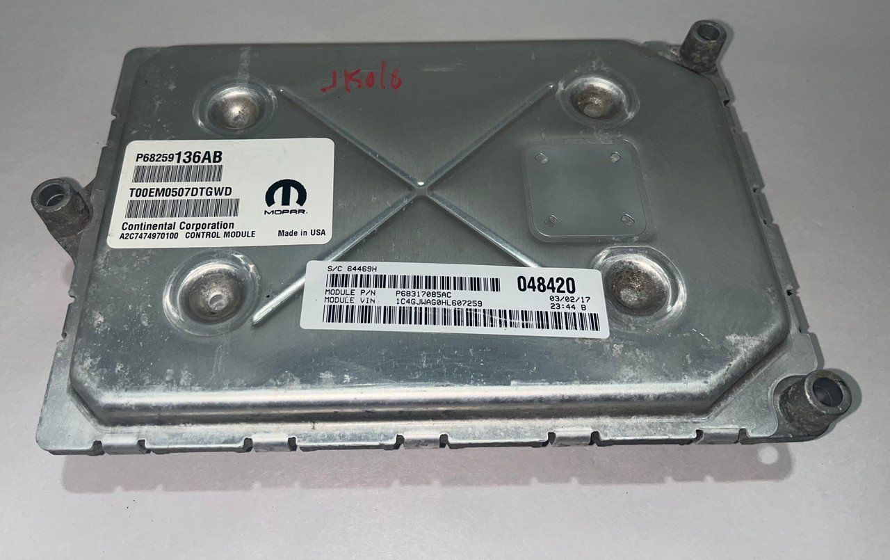 2016-2018 Jeep Wrangler JK Engine Control Module ECU / P68259136AB / JK016