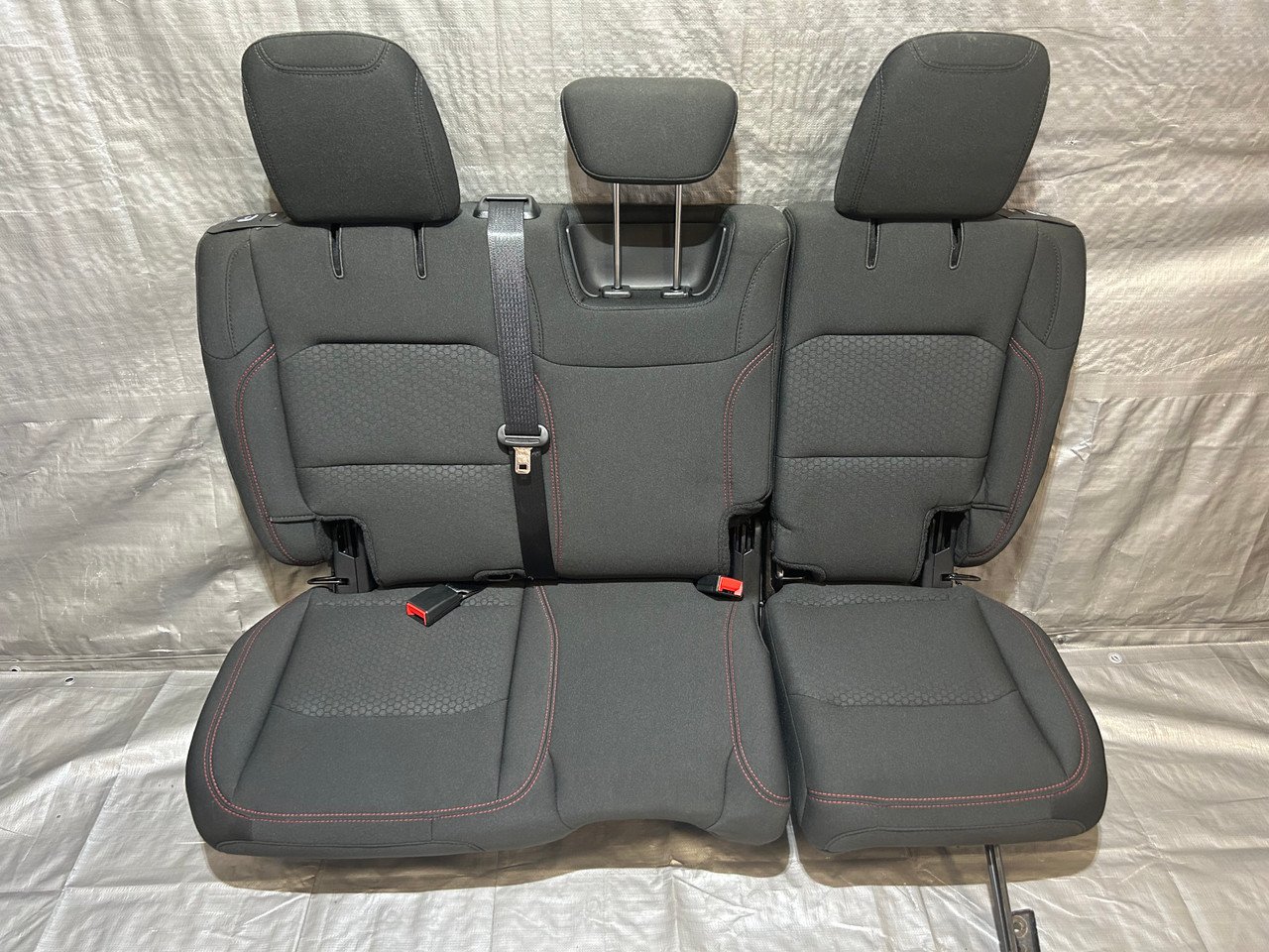 2018-2023 Jeep Wrangler JL Rubicon Unlimited 4DR 60/40 Folding Rear Seat Set / Black Cloth / Red Stitching / JL006