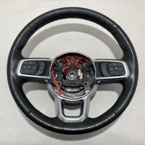 2018-2021 Jeep Wrangler JL Black Leather Steering Wheel / White Stitch /   JL007