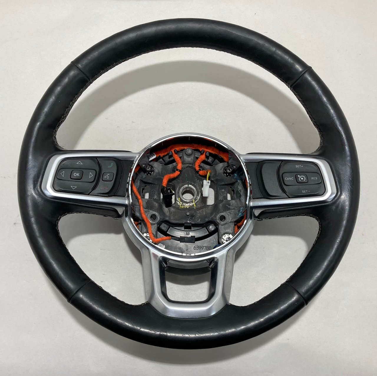 2018-2021 Jeep Wrangler JL Black Leather Steering Wheel / White Stitch / JL007
