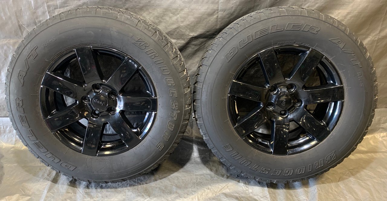 2012-2016 Jeep Wrangler JK Sahara 18" 7 Spoke Wheels Rims w/ Tires / Pair / JK001