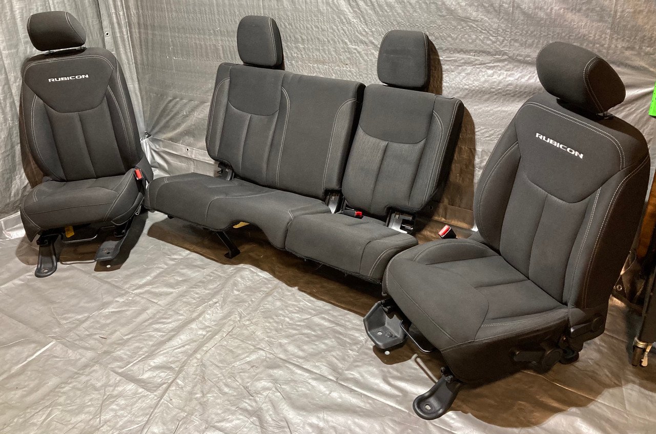 2013-2018 Jeep Wrangler JK Unlimited 4DR Rubicon Black Cloth Front & Rear Seat Set / JK015