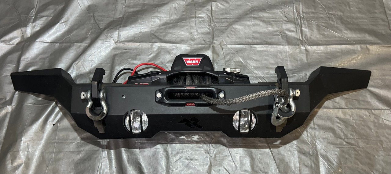 2018-2025 Jeep Wrangler JL Gladiator JT Rugged Ridge Full Width Steel Front Bumper w/ Warn VR EVO 10S Winch / USED / JT004