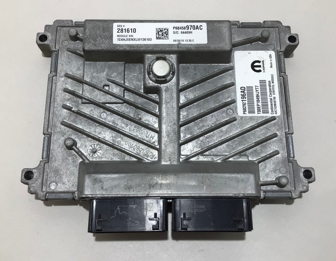 2018-2020 Jeep Wrangler JL 2.0 Engine Control Module ECU / 68458970AC / JL002