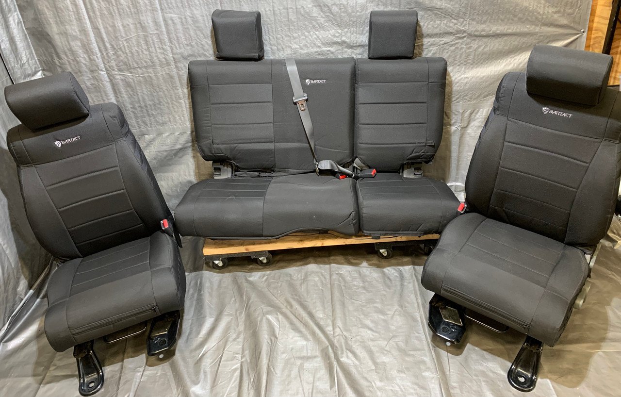 2013-2018 Jeep Wrangler JK Unlimited 4DR Recovered Black Cloth Front & Rear Seat Set / Bartact Mil-Spec / JK005