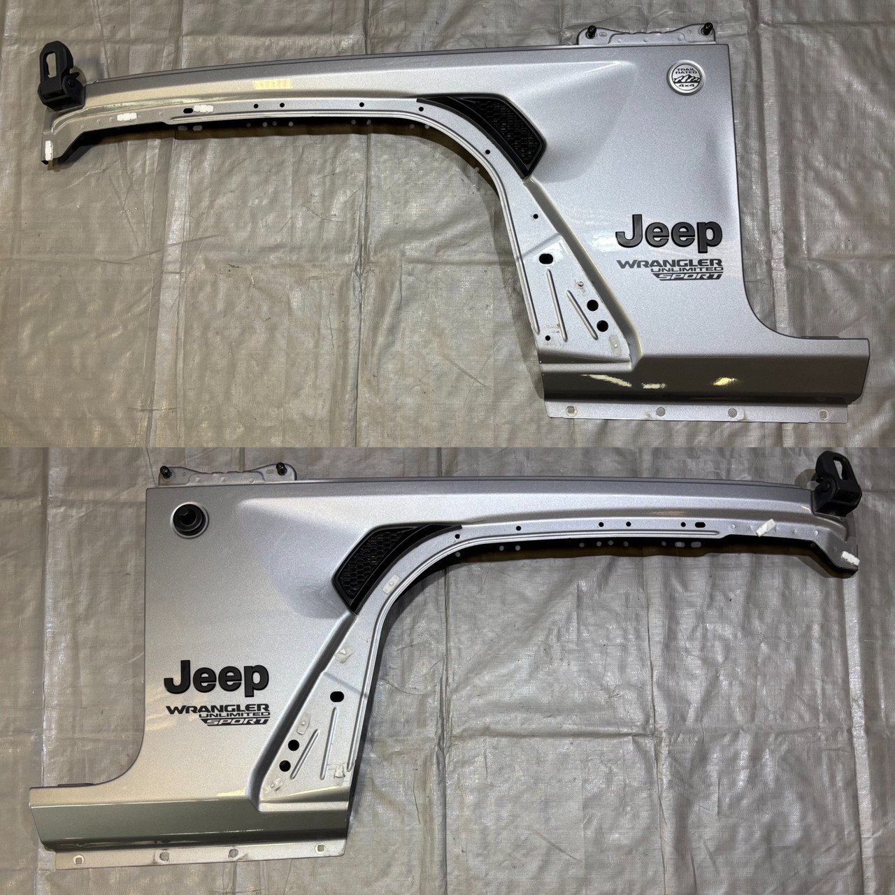 2018-2025 Jeep Wrangler JL Driver And Passenger Side Fender Apron Panels / Billet Silver Metallic JL012